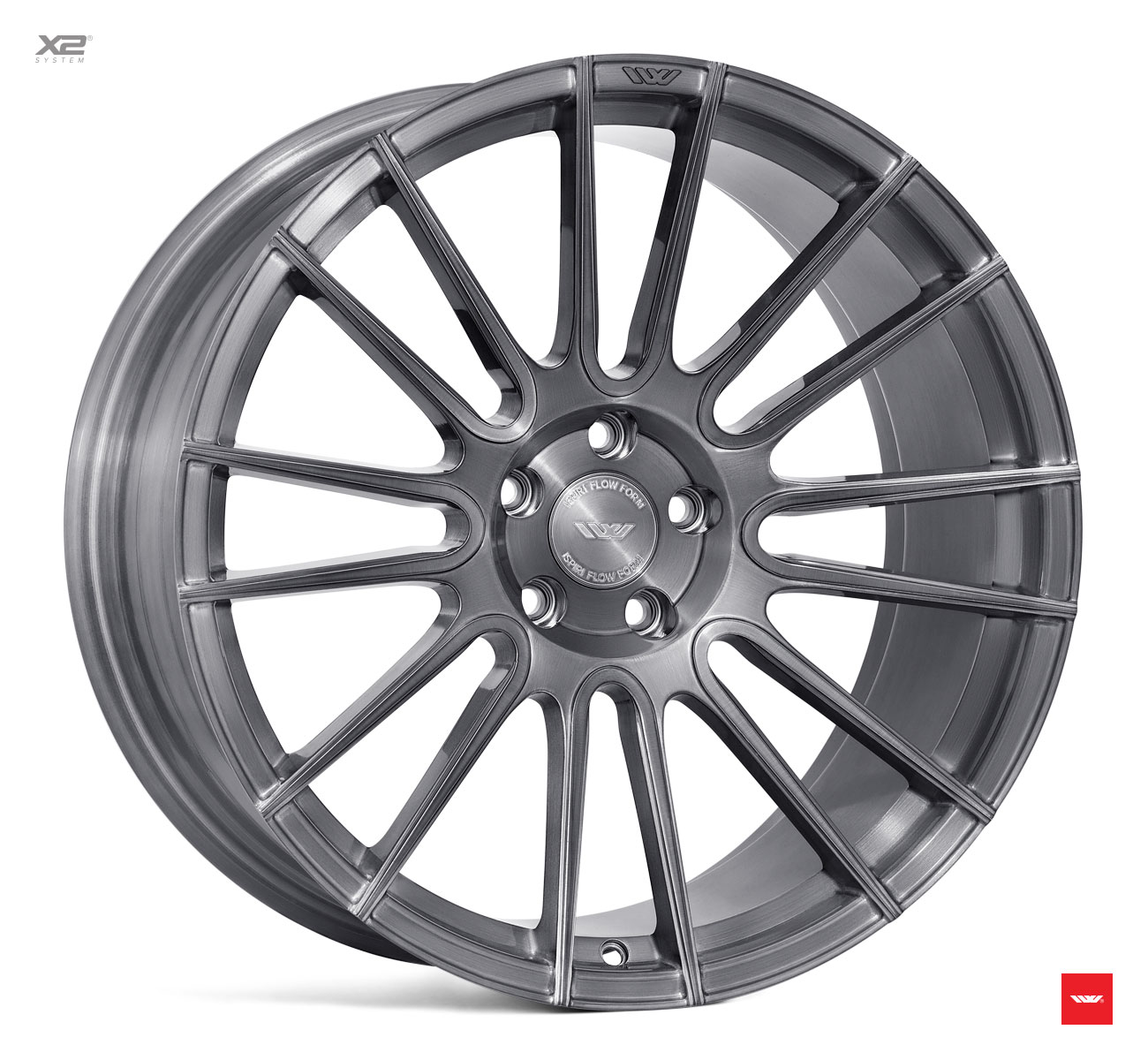 NEW 20  ISPIRI FFR8 8 TWIN CURVED SPOKE ALLOY WHEELS IN FULL BRUSHED CARBON TITANIUM  WIDER 10  REAR